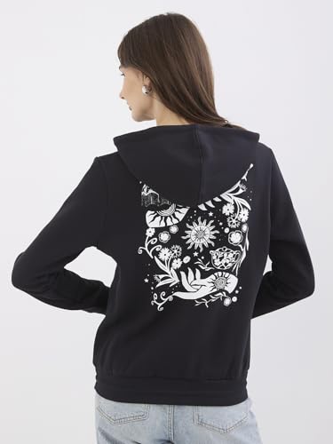 Spykar Black Relaxed Fit Casual Sweatshirts for Women