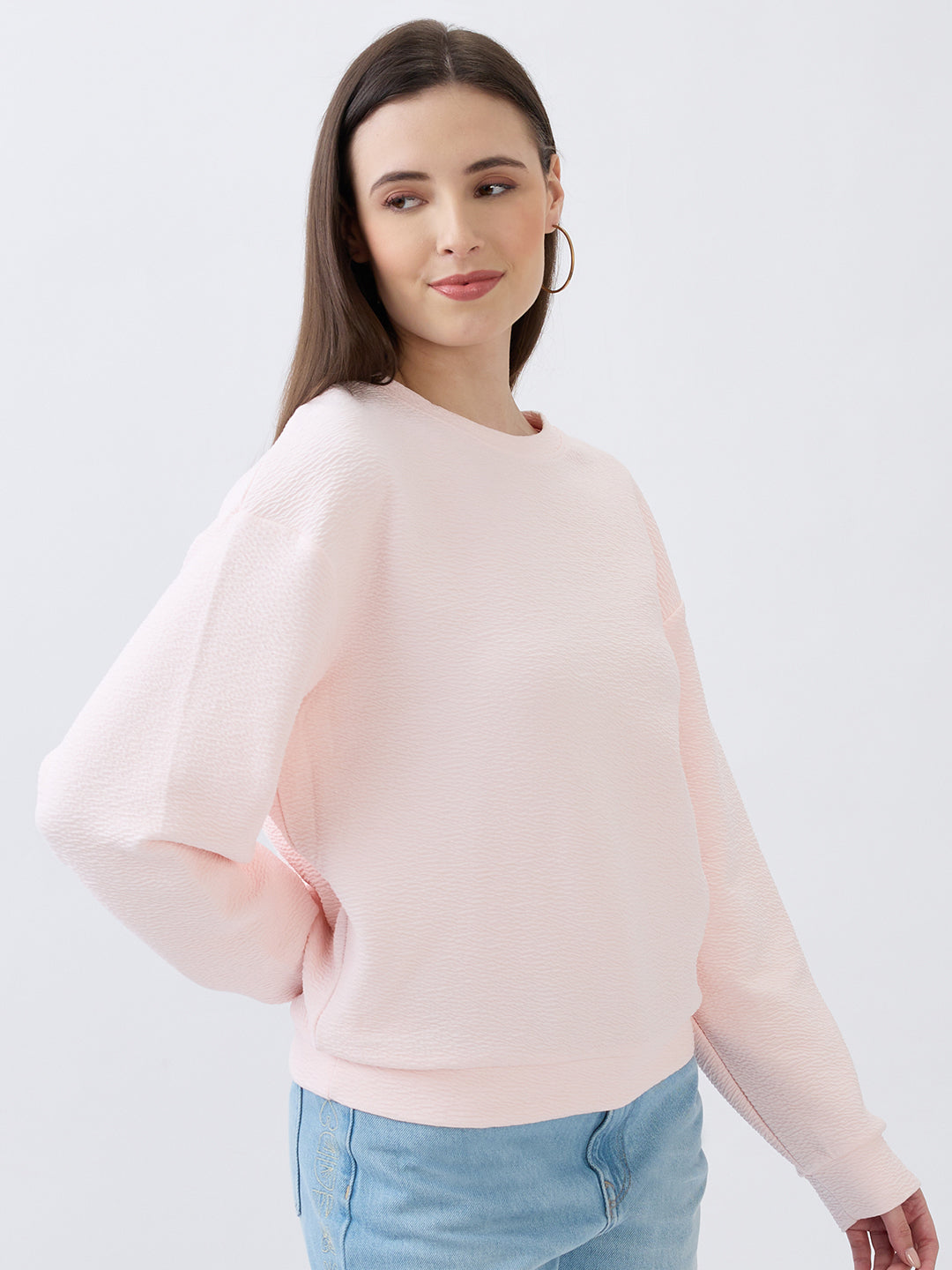Women Icy Pink Relaxed Fit Sweatshirts