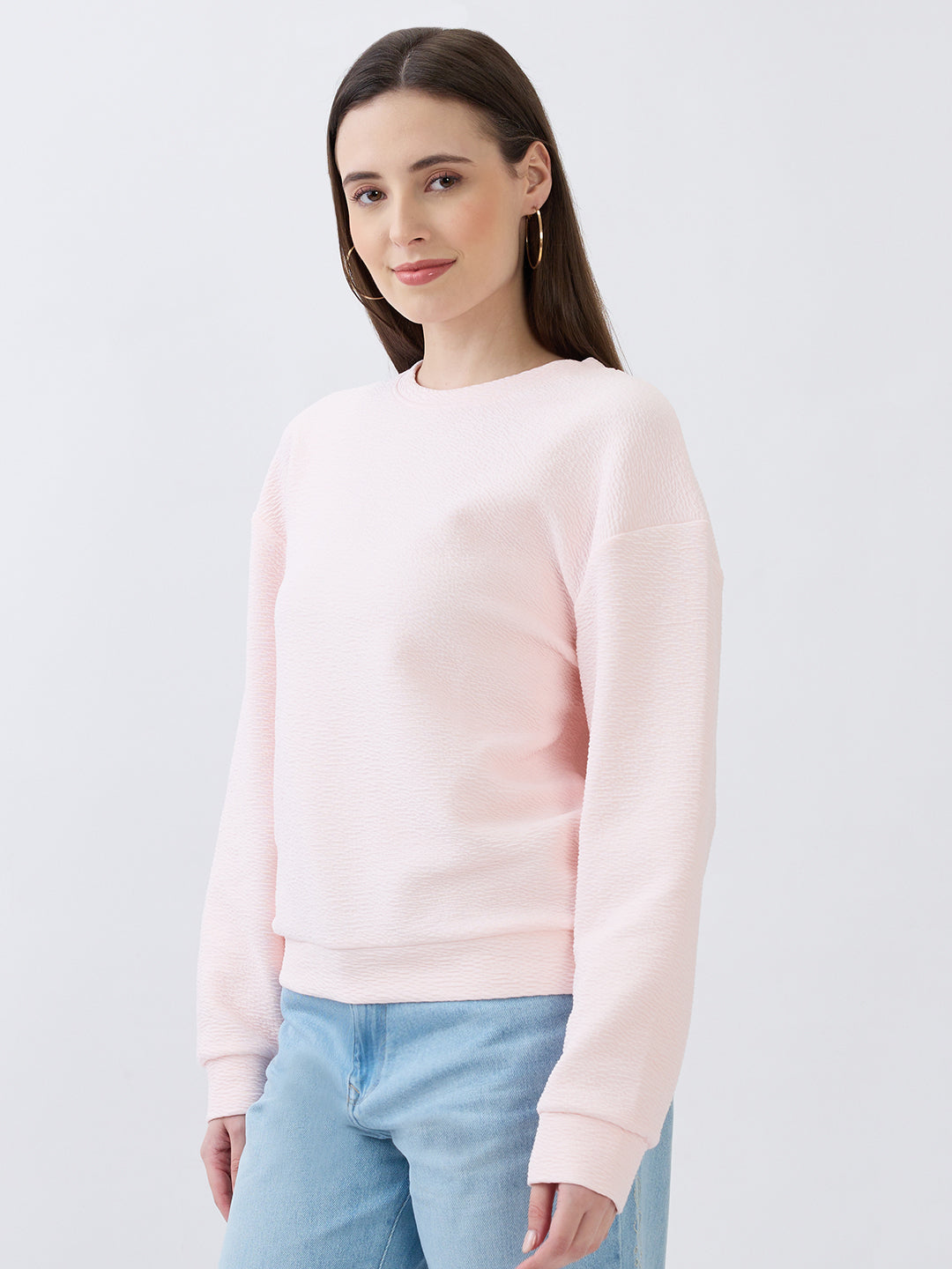 Women Icy Pink Relaxed Fit Sweatshirts