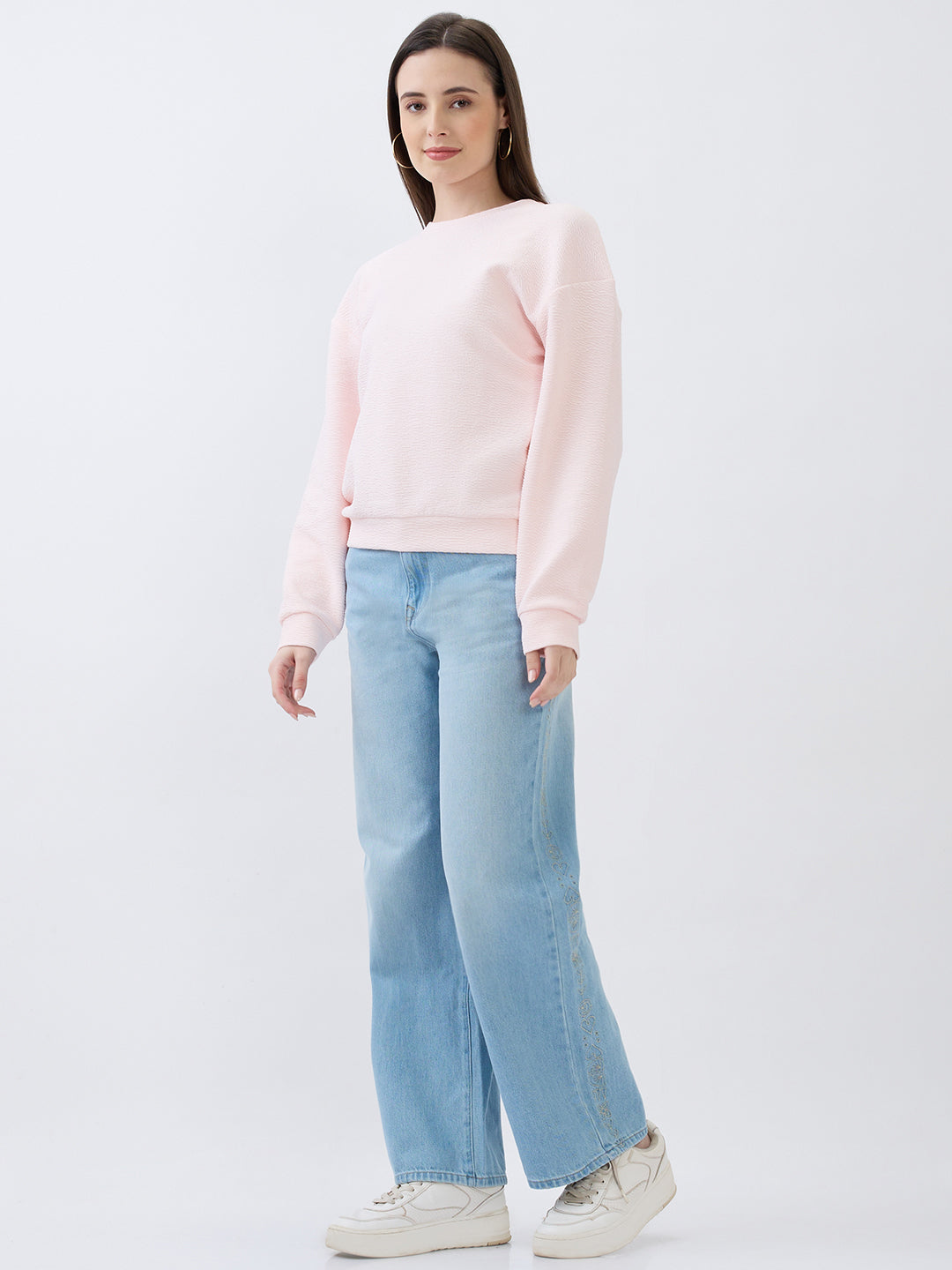 Women Icy Pink Relaxed Fit Sweatshirts