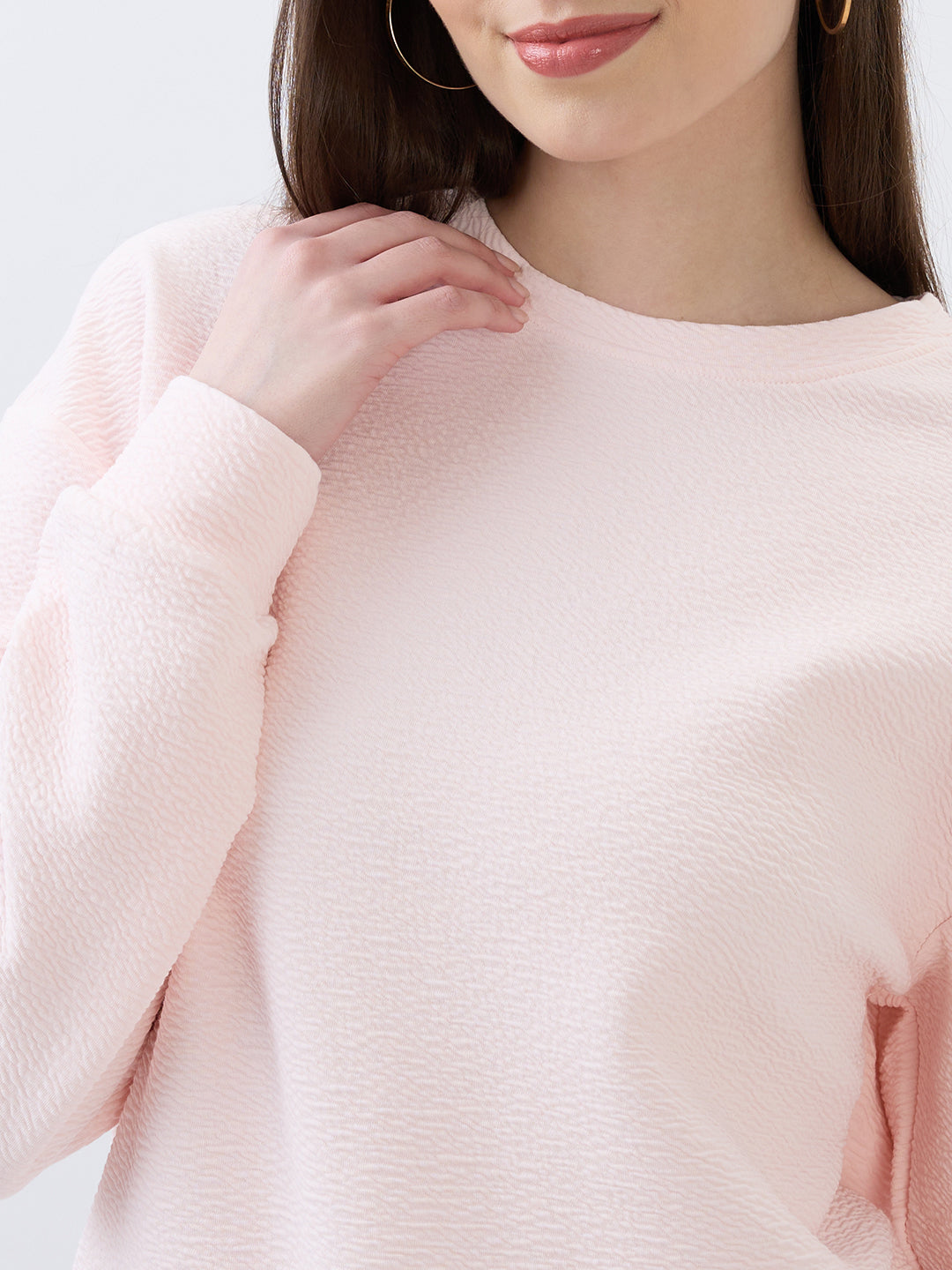 Women Icy Pink Relaxed Fit Sweatshirts