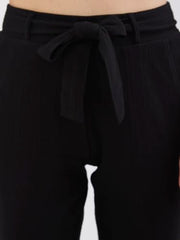 Spykar Black High Rise Boot Cut Fit Casual Knit Track Pants for Women