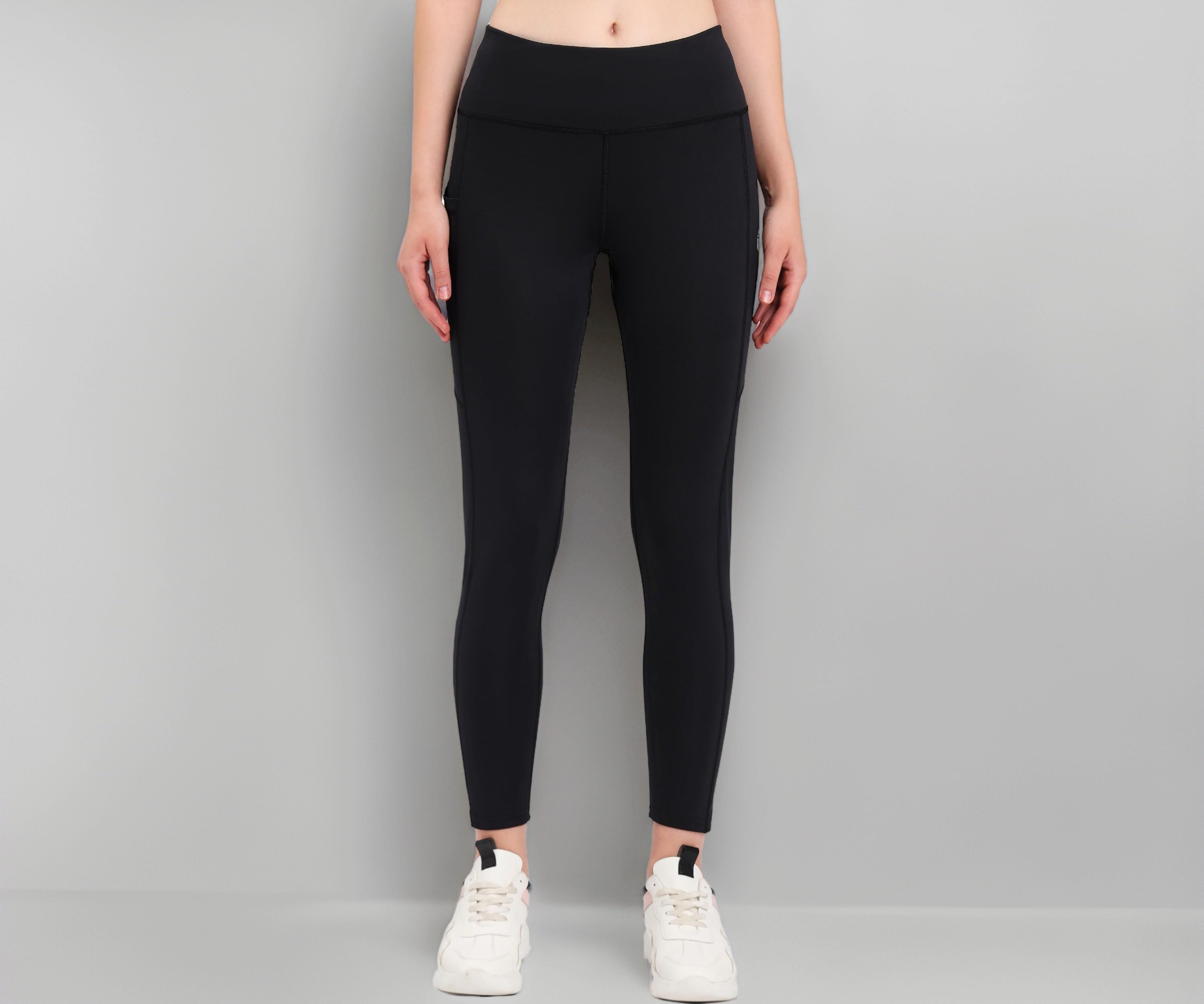 TECHNOSPORT Women's Slim Fit Active Running Tights - (WPOR75BLKSML_Black_S) Pack of 1