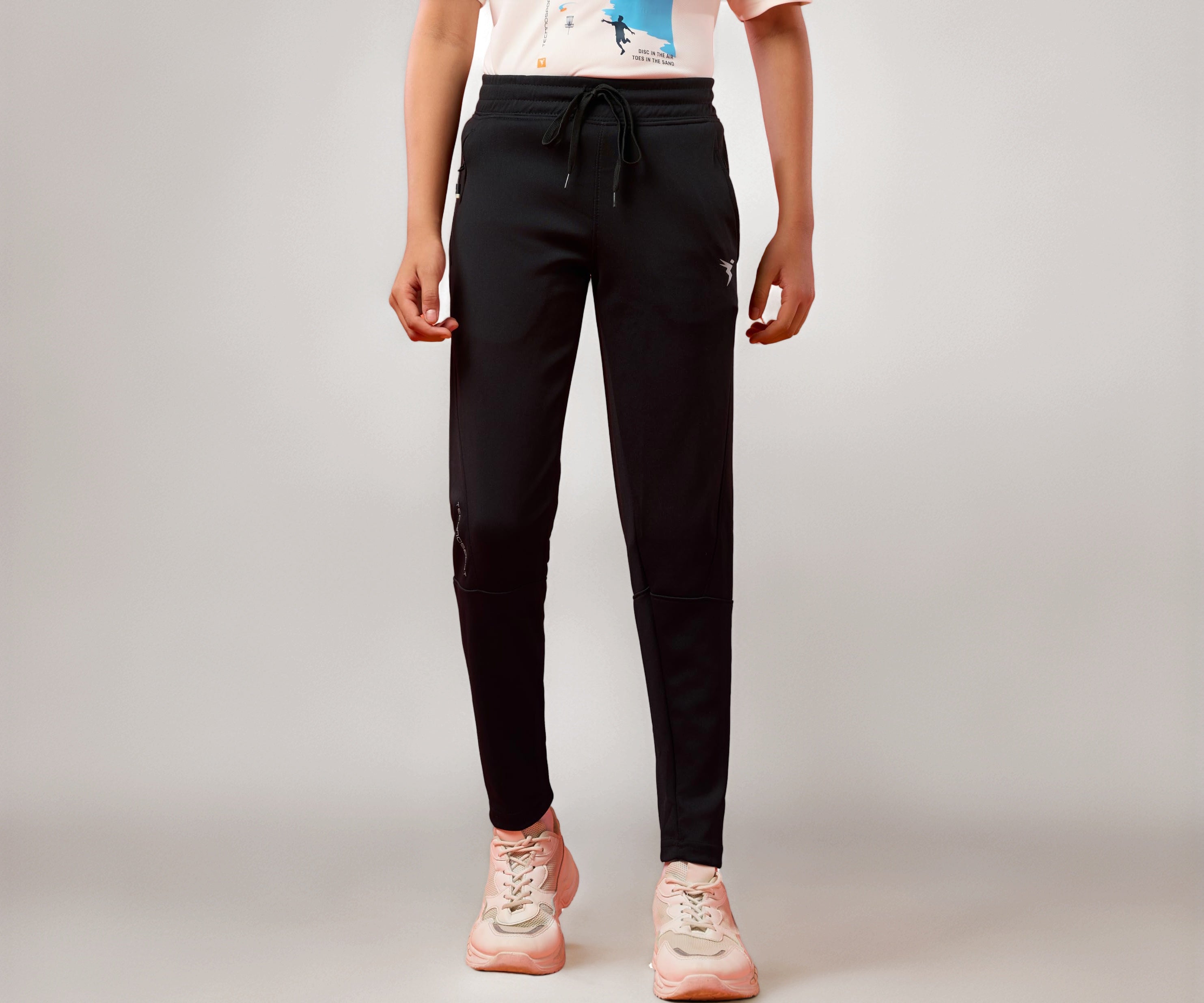 TECHNOSPORT Boy's Slim Fit Track Pant - (BPBR25BLK036_Black_13-14 Years)