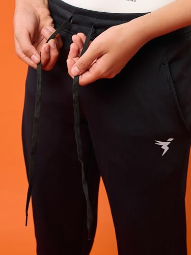 TECHNOSPORT Boy's Slim Fit Track Pant - (BPBR25BLK036_Black_13-14 Years)