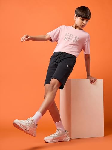TECHNOSPORT Boys Regular Shorts - (BSBR26BLK032_Black_9-10 Years)