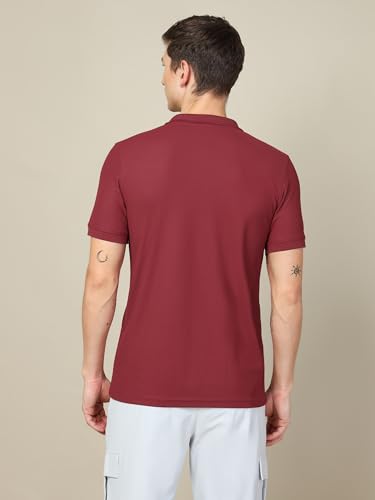 TECHNOSPORT Men's Slim Fit Polo T-Shirt with Pocket - (MTOR71BRDLAR_Berry Red_L)