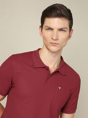 TECHNOSPORT Men's Slim Fit Polo T-Shirt with Pocket - (MTOR71BRDLAR_Berry Red_L)