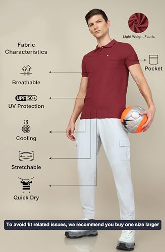 TECHNOSPORT Men's Slim Fit Polo T-Shirt with Pocket - (MTOR71BRDLAR_Berry Red_L)