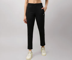 TECHNOSPORT Womens Regular Fit Track Pant for Gym, Workout & Sports - (WPW134BLK_Black_S)