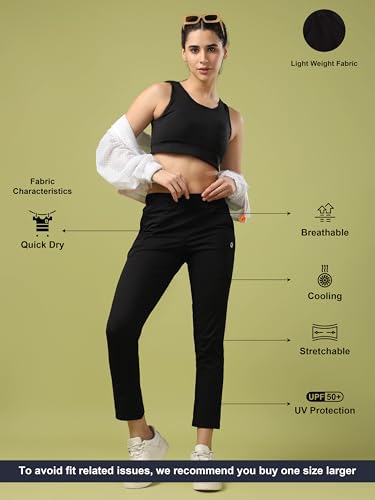 TECHNOSPORT Womens Regular Fit Track Pant for Gym, Workout & Sports - (WPW134BLK_Black_S)