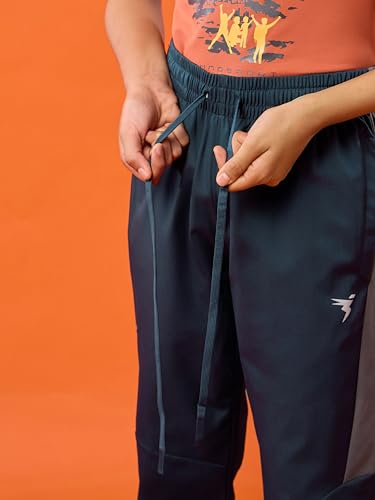 TECHNOSPORT Boys Slim Fit Sports Trackpants (Blue Camo) Kids Track Pants with TS Flexi Moisture-Wicking Fabric, Cargo Pockets, Drawstring | Track Pants for Boys 14-16 Years