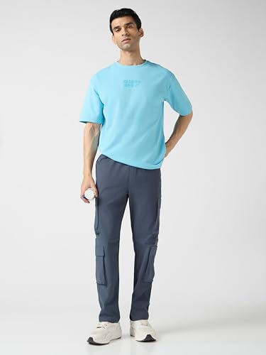 TECHNOSPORT Men Solid Relaxed Fit Sports Cargo Trackpants with DURACOOL+ (Grey) Cargo Track Pants for Man Polyester