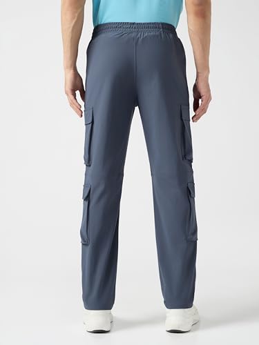 TECHNOSPORT Men Solid Relaxed Fit Sports Cargo Trackpants with DURACOOL+ (Grey) Cargo Track Pants for Man Polyester
