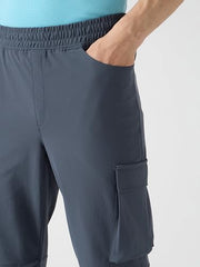 TECHNOSPORT Men Solid Relaxed Fit Sports Cargo Trackpants with DURACOOL+ (Grey) Cargo Track Pants for Man Polyester