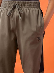TECHNOSPORT Boys Slim Fit Sports Trackpants (Olive) Kids Track Pants with TS Flexi Moisture-Wicking Fabric, Cargo Pockets, Drawstring | Track Pants for Boys 10-12 Years