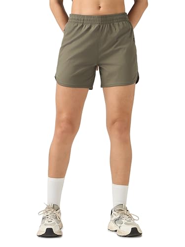 TECHNOSPORT Women Regular Fit Sports Shorts with TS Flexi (Smokey Olive) Shorts for Women Running Shorts Gym Shorts Workout Wear