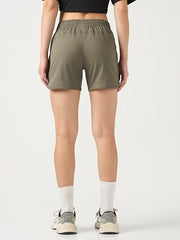 TECHNOSPORT Women Regular Fit Sports Shorts with TS Flexi (Smokey Olive) Shorts for Women Running Shorts Gym Shorts Workout Wear