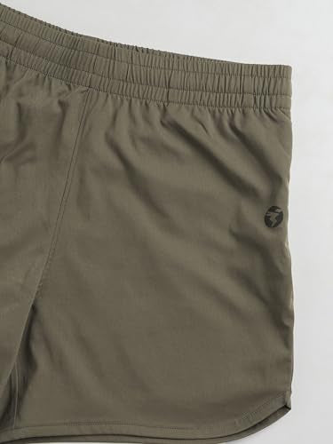 TECHNOSPORT Women Regular Fit Sports Shorts with TS Flexi (Smokey Olive) Shorts for Women Running Shorts Gym Shorts Workout Wear