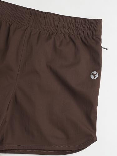 TECHNOSPORT Women Regular Fit Sports Shorts with TS Flexi (Chocolate A) Shorts for Women Running Shorts Gym Shorts Workout Wear