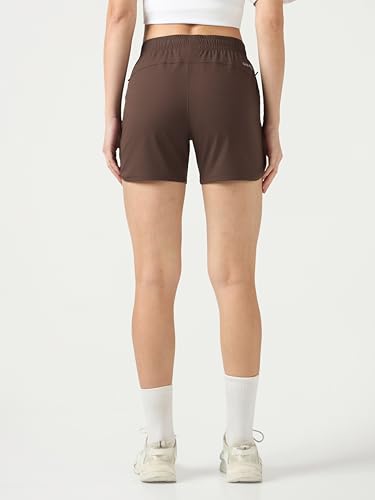 TECHNOSPORT Women Regular Fit Sports Shorts with TS Flexi (Chocolate A) Shorts for Women Running Shorts Gym Shorts Workout Wear