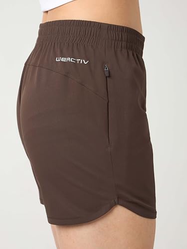 TECHNOSPORT Women Regular Fit Sports Shorts with TS Flexi (Chocolate A) Shorts for Women Running Shorts Gym Shorts Workout Wear