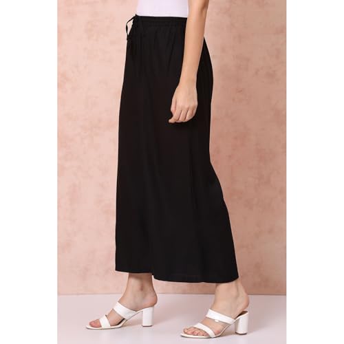 Rangriti Women's Straight Palazzo (RMMCORE8520AW22BLK_Black