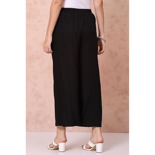 Rangriti Women's Straight Palazzo (RMMCORE8520AW22BLK_Black
