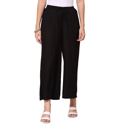 Rangriti Women's Straight Palazzo (RMMCORE8520AW22BLK_Black