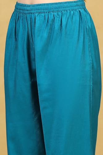 Rangriti Women's Polyester Kurta Set (REVKASA22286AW25TEAL_Teal