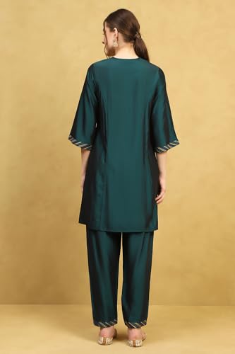 Rangriti Women's Polyester Kurta Set (CHRIMA22265AW25DPGR_Deep Green