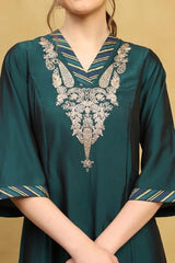 Rangriti Women's Polyester Kurta Set (CHRIMA22265AW25DPGR_Deep Green