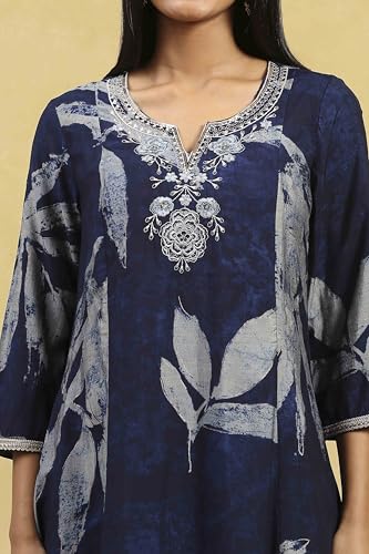 Rangriti Women's Viscose Blend Kurta Set (INDGLM20817AW25IND_Indigo Blue