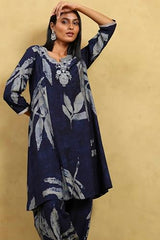 Rangriti Women's Viscose Blend Kurta Set (INDGLM20817AW25IND_Indigo Blue