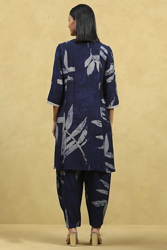 Rangriti Women's Viscose Blend Kurta Set (INDGLM20817AW25IND_Indigo Blue