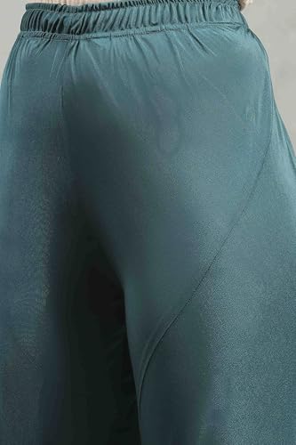 Rangriti Women's Viscose Kurta Set (HEVFS25033AW25TEL_Teal Green