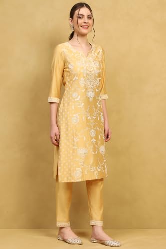 Rangriti Women's Viscose Rayon Kurta Set (FSGLM22451AW25YEL_Yellow