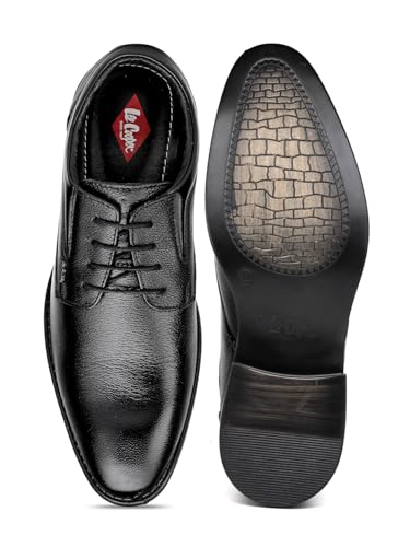 Lee Cooper LC1473E2R Men's Leather Derby Formal Shoes | Lightweight, Comfortable & Stylish Lace-Ups for Office, Business 42EU_8UK