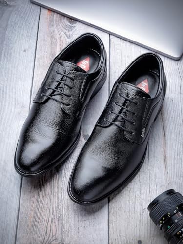 Lee Cooper LC1473E2R Men's Leather Derby Formal Shoes | Lightweight, Comfortable & Stylish Lace-Ups for Office, Business 42EU_8UK