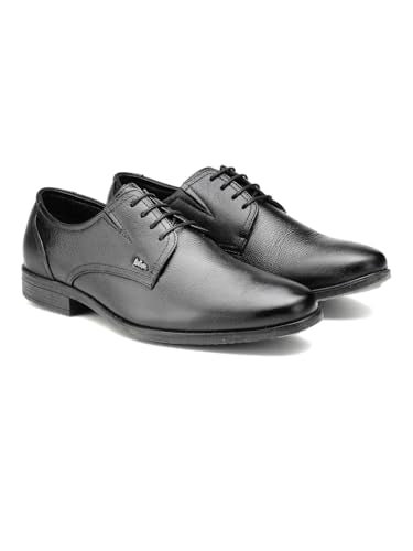 Lee Cooper LC2157B3R Men's Leather Derby Formal Shoes | Lightweight, Comfortable & Stylish Lace-Ups for Office, Business 41EU_7UK Black