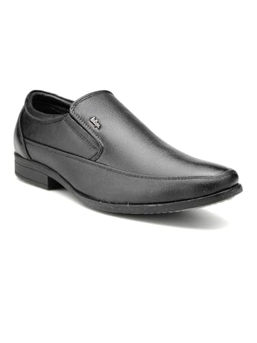 Lee Cooper LC1474E2R Mens Lightweight Leather Shoes | Comfortable, Stylish Slip-On Formal Footwear for Office, Business 42EU_8UK Black