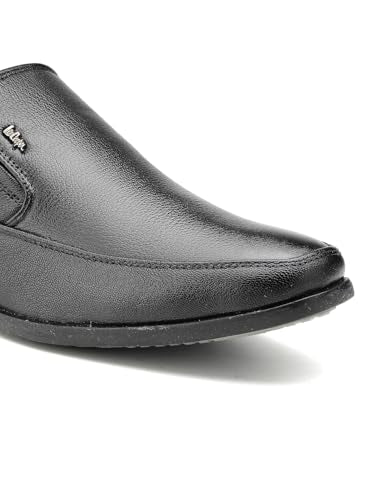 Lee Cooper LC1474E2R Mens Lightweight Leather Shoes | Comfortable, Stylish Slip-On Formal Footwear for Office, Business 42EU_8UK Black
