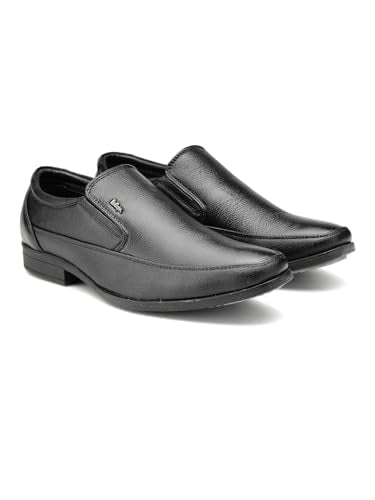 Lee Cooper men's lightweight leather slip-on shoes, stylish formal footwear for office and business, in black with smooth leather finish.