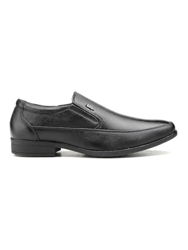 Lee Cooper men's lightweight leather slip-on shoes, formal footwear for office and business, in black with sleek design.