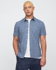 GAP Mens Floral?Print Poplin Shirt with Patch Pocket