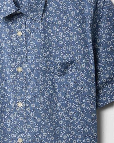 GAP Mens Floral?Print Poplin Shirt with Patch Pocket