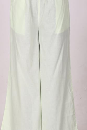 Aurelia Women's White Striped Tassels Pure Cotton Straight Kurta with Palazzo and Dupatta Set - (AS16354-705932-S)