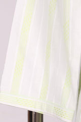 Aurelia Women's White Striped Tassels Pure Cotton Straight Kurta with Palazzo and Dupatta Set - (AS16354-705932-S)