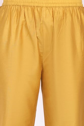 W for Woman Yellow Embroidered A-line Kurta, Pants and Dupatta Set - (WS13248-224259-M)