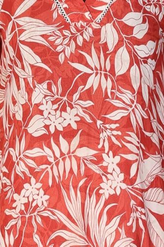 Aurelia Women's Rust Floral Printed Lace Rayon Straight Kurta with Palazzo and Dupatta Set - (AS16574-510682-L)
